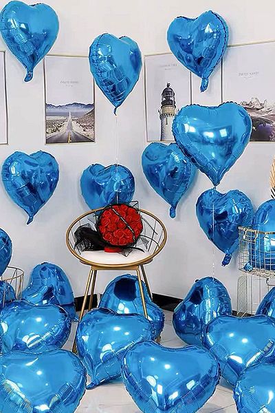 Parti dolabı 5 Pieces Dark Blue Heart Foil Balloon 45 Cm