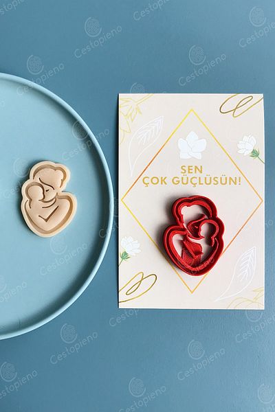 CESTOPİENO Mother Baby Cookie Mold with 'You Are So Strong' Card