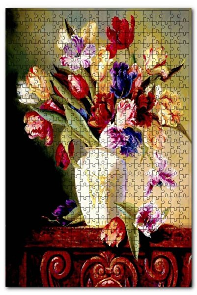 Cakapuzzle زهور مختلطة في مزهرية سيراميك بيضاء 1000 قطعة أحجية الصور المقطوعة...