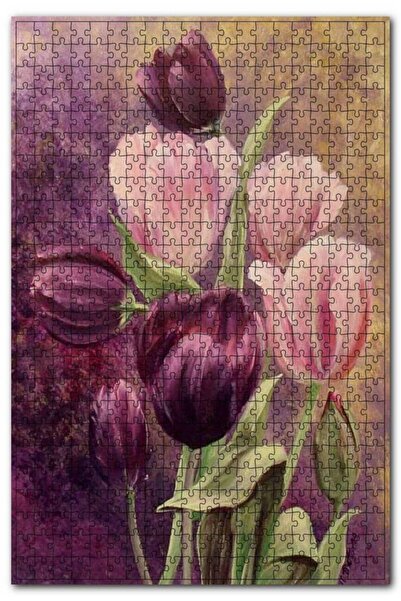 Cakapuzzle Mor Ve Pembe Laleler 255 Parça Puzzle Yapboz Mdf (ahşap)
