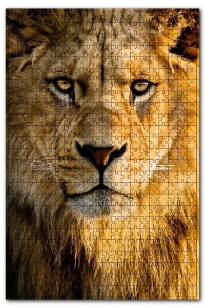 Cakapuzzle Gözlerinin Içine Bakan Erkek Aslan 500 Parça Puzzle Yapboz Mdf (ah...
