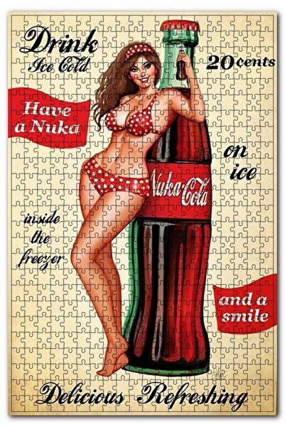 Cakapuzzle Vintage Nuka Cola Reklamı Bikinili Kız 1000 Parça Puzzle Yapboz Md...