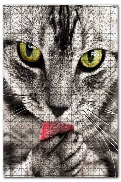 Cakapuzzle أحجية الصور المقطوعة المكونة من 1000 قطعة من القطط التي يلعق مخالب...