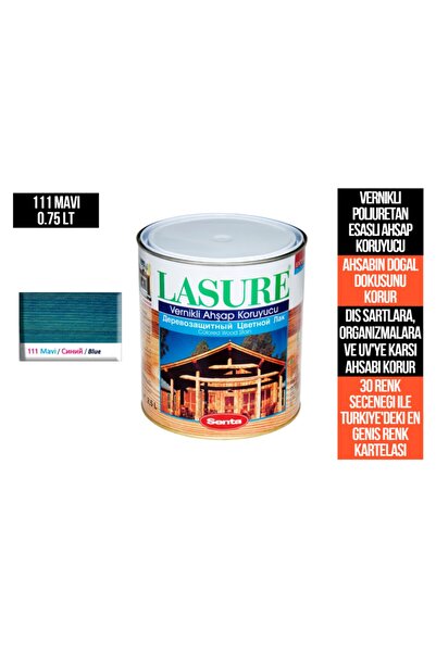 Genel Markalar Lasure Ahşap Koruyucu Vernik 111 Mavi 0.75 Lt (PİNOTEX VERNİK)