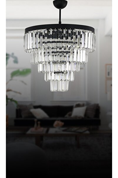 MATMAZEL AKSESUAR Nilsa 40 Siyah Kristal Taşlı Lüks Avize