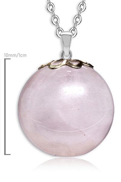 Tesbih Atölyesi Certified Round Natural Pink Quartz Stone Necklace