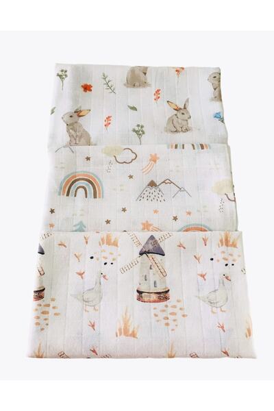 JUNİPERUS 3 قطع 110x110 بطانية بغطاء من قماش الموسلين متعدد الأغراض