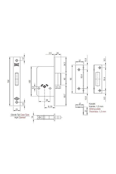 KALE 157 F قفل أمان نقر من برازيس مع أسطوانة 35 مم