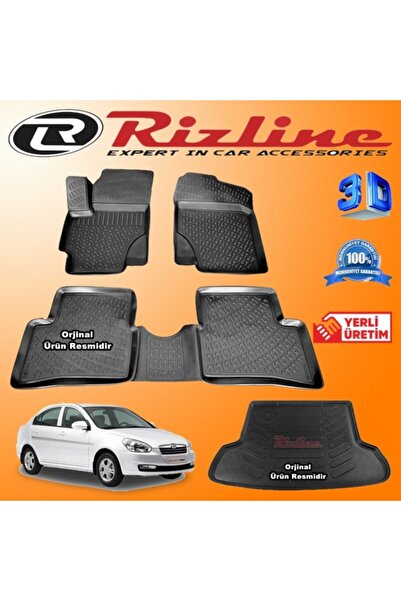 Rizline Accent Era 3d Paspas + 3d Bagaj Havuzu 2006-2012 Arası Siyah Set