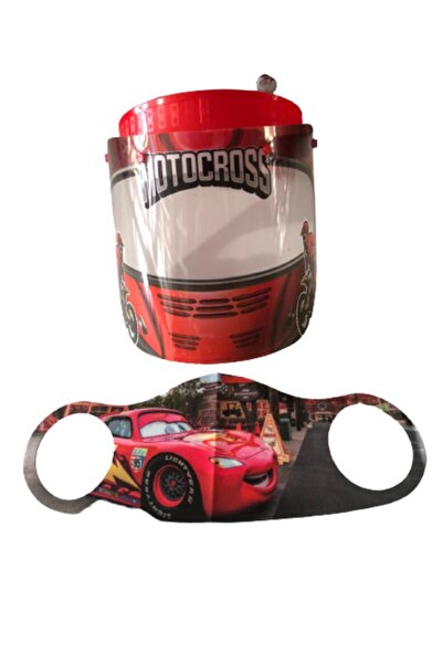 gürbey pazarlama Motocross Siperlik + Şimşek Mcqueen Maske