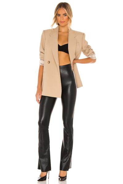 By Kul Design Γυναικείο δερμάτινο παντελόνι με φαρδύ πόδι