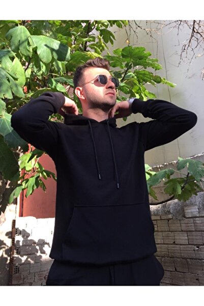 Ladylife Hanorac unisex cu glugă neagră