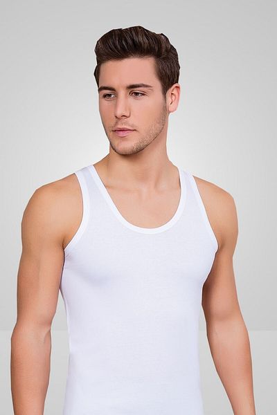 Berrak Men's White Elastane Rambo Undershirt 6-pack