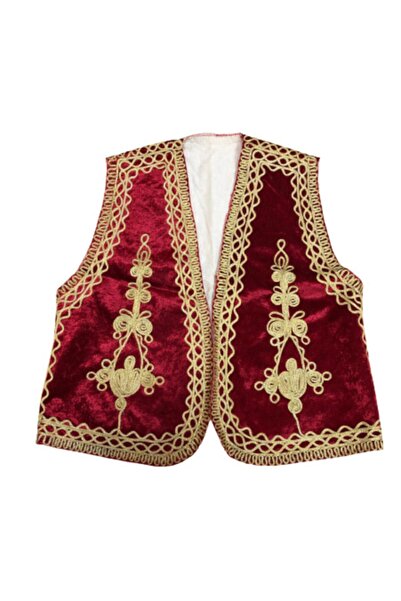 ALM Unisex Bordo Osmanlı İşlemeli Dondurmacı Yelek