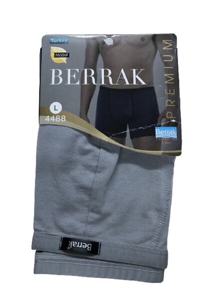 Berrak Men's Gray 12 Pack 4488 Thin Elastic Modal Boxer Short