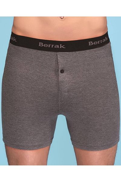 MYS GRUP TEKSTİL Ανδρικά 2 τεμάχια (SMOKED-GREY) Χρώμα ΜΑΚΡΥ ΠΟΔΙ Lycra με κουμπιά ψηλόμεσο μπόξερ-κοντό-σώβρακο BERRAK / 1059
