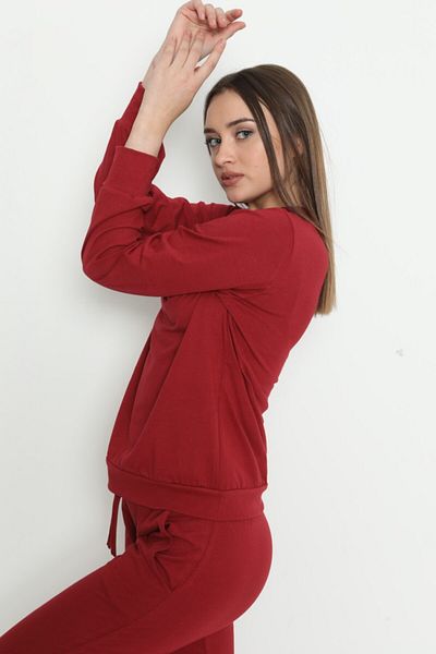 MyBen Trening din bumbac pieptănat cu mânecă lungă și gât pentru femei 28242