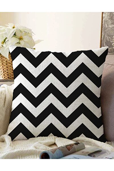 Realhomes Husă de pernă tricotată Raschel decorativă, cu model în zig-zag, cu...