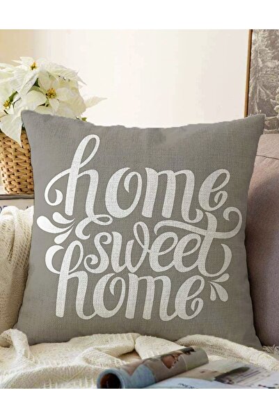 Realhomes Γκρι Home Sweet Home Μοντέρνα Ψηφιακή Εκτύπωση Διπλής Όψης Raschel ...