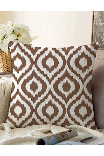 Realhomes Özel Tasarım Kahve Ikat Desenli Çift Taraflı Dijital Baskılı Raşel ...