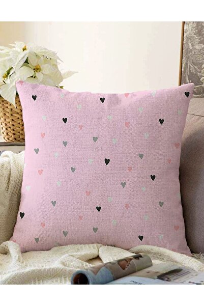 Realhomes Cu două fețe, roz, inimi colorate pe podea, camera copiilor, pernă tricotată Raschel, husă de pernă
