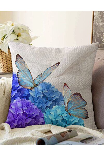 Realhomes Butterfly World Husă de pernă decorativă tricotată Raschel, cu impr...