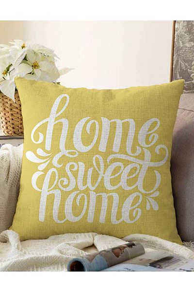 Realhomes Husă de pernă cu două fețe Home Sweet Home imprimată digitală decorativă Raschel tricotată