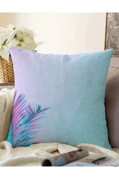 Realhomes غطاء وسادة راشيل مطبوع رقميًا بتصميم مخصص مع خلفية بلون أزرق غبار ع...