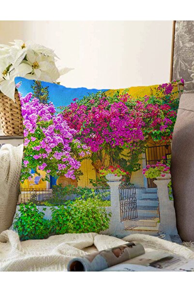 Realhomes Husă de pernă tricotată decorativă Raschel, cu tematică de flori, c...