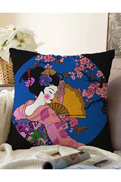 Realhomes Dvostrana navlaka za jastuk sa cvetnim uzorkom i motivom japanske d...