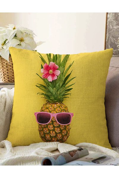 Realhomes Dvostrana žuta pozadina 3D ananas modernog dizajna, rašel pletena n...