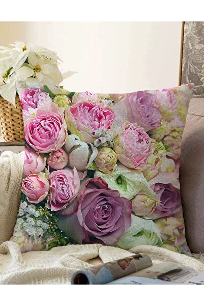 Realhomes Διπλής όψης Pink Roses Ψηφιακή τυπωμένη διακοσμητική Raschel πλεκτή...