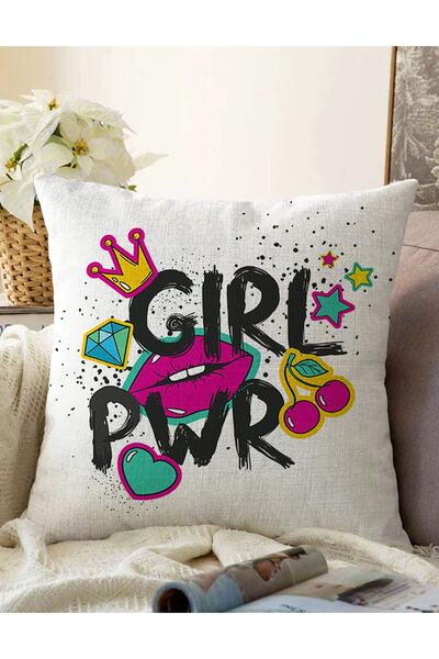 Realhomes Jastučnica sa digitalnim štampanjem "Girl Power" na dva lica, rašel...