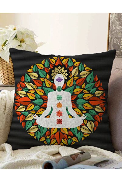 Realhomes مزلاج اليوغا في الشرق الأقصى - غطاء وسادة راشيل مطبوع رقميًا على ال...