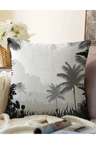 Realhomes غطاء وسادة محبوك بتصميم شجرة النخيل بتصميم طبيعي مزدوج الجوانب
