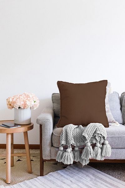Realhomes Husă de pernă tricotată Raschel, cu imprimeu digital, maro, cu două fețe