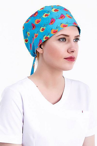 Owlet Medikal Fertility Bird Patterned Turquoise Surgical Bonnet
