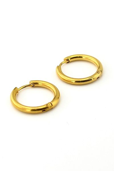 Solfera Wide Hoop Round Line Yellow Steel Men's Earrings E763