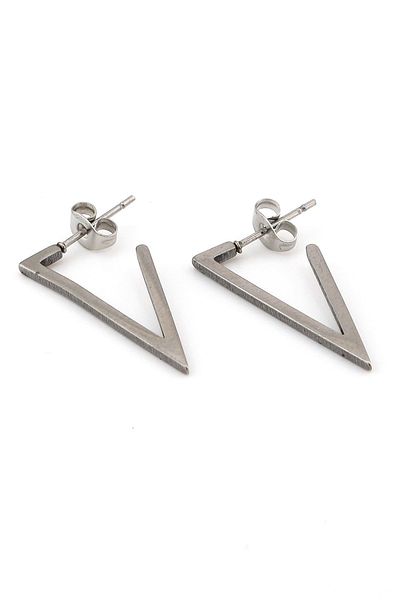 Solfera Triangle Shaped Stainless Silver Color Steel Unisex Earrings E786