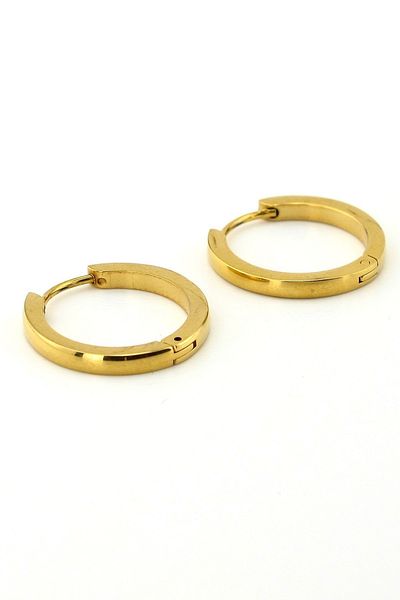 Solfera Big Size 20mm Thin Hoop Yellow Steel Men Earrings E828