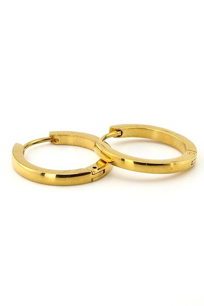 Solfera Big Size 20mm Thin Hoop Yellow Steel Men Earrings E828