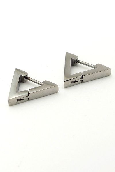 Solfera Triangle Shaped Silver Color Stainless Steel Men's Earrings E810