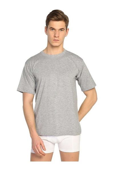 Tutku Men's Gray 6-Piece Combed Cotton Crew Neck Undershirt