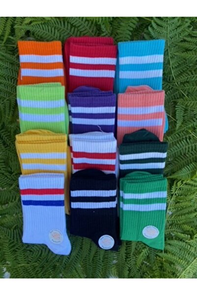 çorapdunyam Unisex beli set od 12 komada Prugasto parfumiranih koledž teniski...