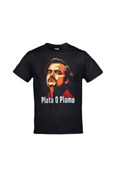 Orijin Tekstil Μπλουζάκι Unisex Μαύρο Plata O Plomo με στάμπα