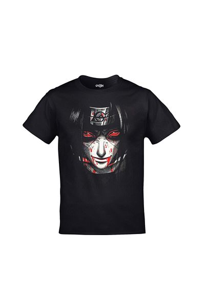 Orijin Tekstil Unisex Μαύρο μπλουζάκι Naruto Itachi με στάμπα