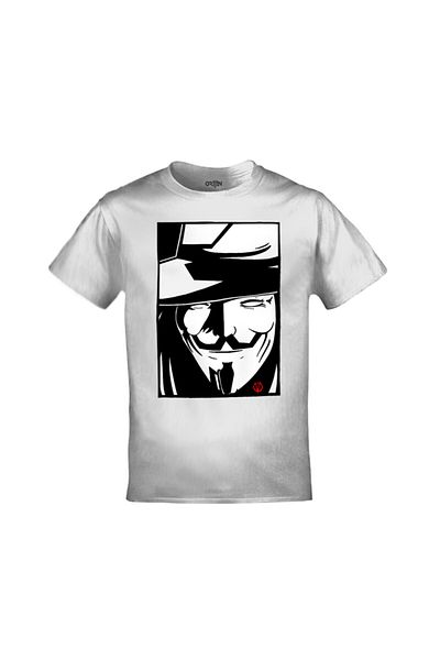 Orijin Tekstil Unisex White V For Vendetta T-shirt