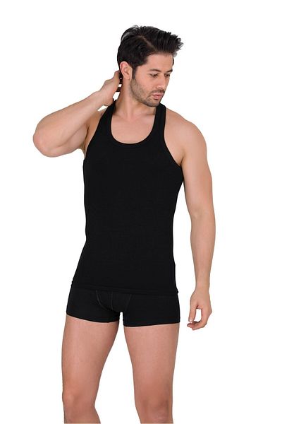 Berrak Men's Black 6-pack Rambo Undershirt Elastane Undershirt