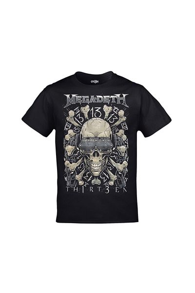 Orijin Tekstil Μπλουζάκι Unisex Μαύρο Megadeth Thirteen Printed