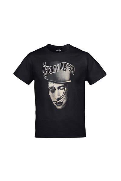 Orijin Tekstil Unisex Black Marilyn Manson Printed Tshirt